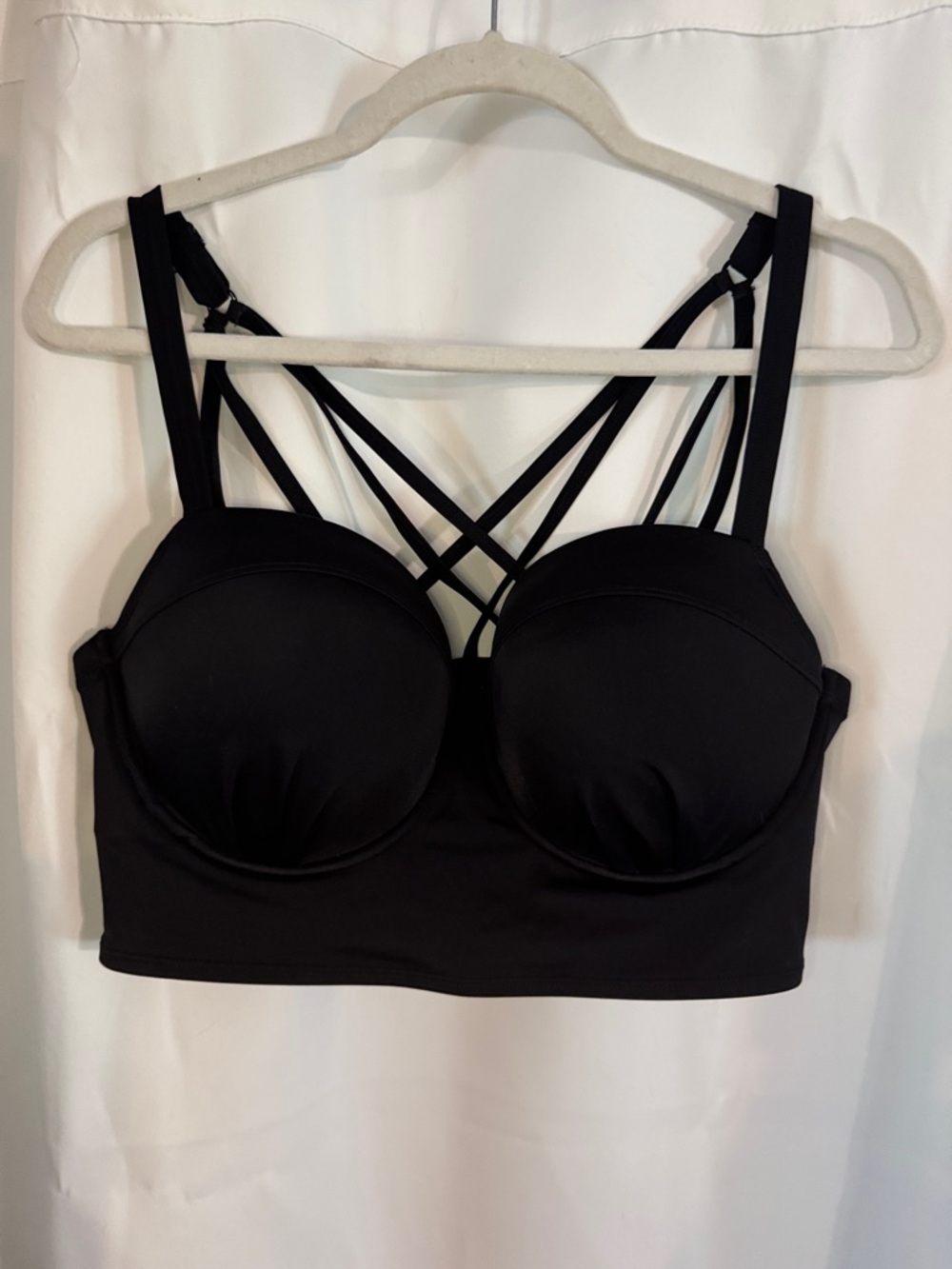 Torrid Women's Strappy Longline Bikini top - Black 1F